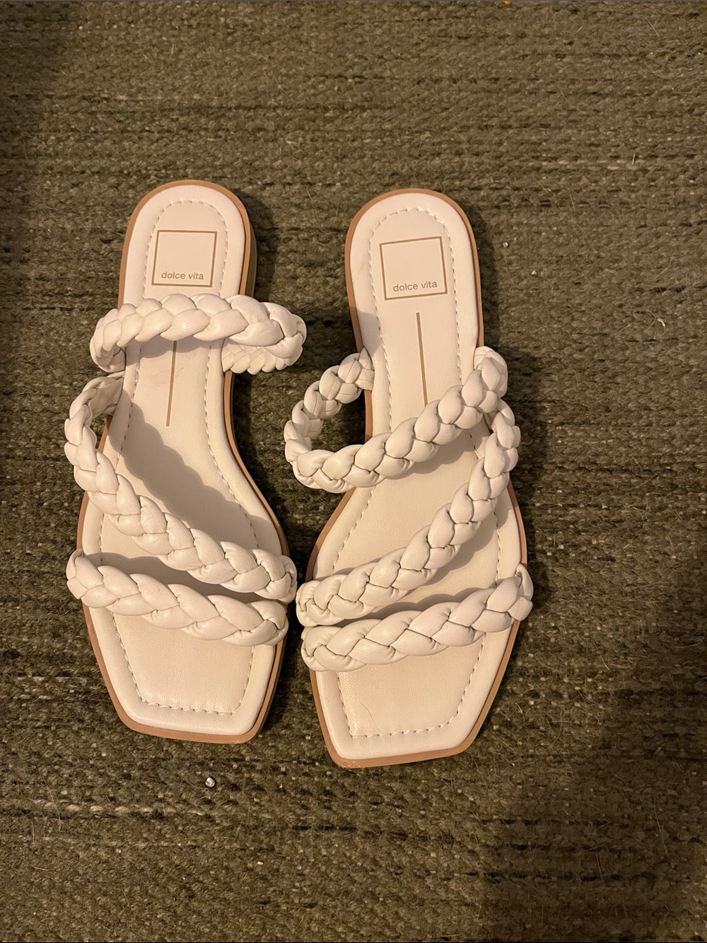 Dolce Vita Ivory Braided Strappy Square Toe Sandals
